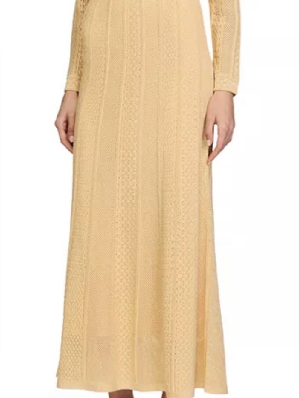 Sandro Beige Crochet Maxi Skirt